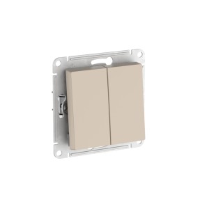 ATLASDESIGN 2-клавишный ПЕРЕКЛЮЧАТЕЛЬ, сх.6+6, 10АХ, мех., быстрозажим. клем., ПЕСОЧНЫЙ