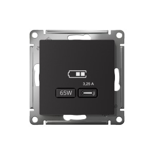 ATLASDESIGN USB РОЗЕТКА тип-С 65Вт высокоскор.заряд. QC, PD, механизм, КАРБОН