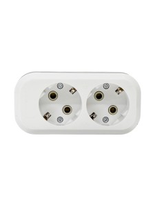 Розеточная колодка GSB-16-2-G-IP20 Easy, 16А, 2 места, с заземлением, без выключателя, IP20.
