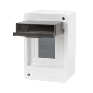 Щиток 4 мод настенный FRAME, белый, с тонированной дверцей DKC