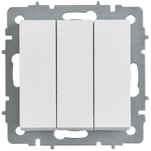 BRITE Выключатель 3-клавишный 10А ВС10-3-0-БрАБ арктический белый IEK