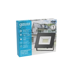 Прожектор Gauss BASIC 70W 4150lm 6500K 175-265V IP65 черный LED 1/10