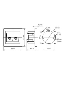 Розетка компьютерная двойная RJ45 сл.кость "Сенеж" TDM