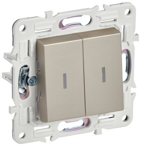 SKANDY Выключатель 2-клавишный с индикацией 10А SK-V09Sh шампань IEK
