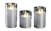 Светодиодная свеча Свечи ФАZА CL7-SET3-sr 3 свечи, пульт ДУ, серебр.)