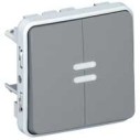 PLEXO - Выключатель/переключатель на два направления двухклавишный с подсветкой IP 55 (серый)