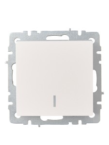 BRITE Выключатель 1-клавишный проходной с индикацией 10А ВС10-1-7-БрЖ жемчуг IEK