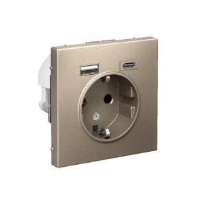 ARTGALLERY РОЗЕТКА 16А с 2 USB A+C, 5В/2,4А/3,0А, 2х5В/1,5А, механизм, ШАМПАНЬ