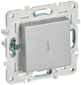 SKANDY Выключатель 1-клавишный с индикацией 10А SK-V07S серебряный IEK