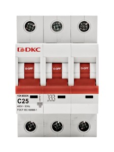 Автоматический выключатель YON max типа MD63N, 6кА, 3 полюса, хар-ка C, 25А DKC