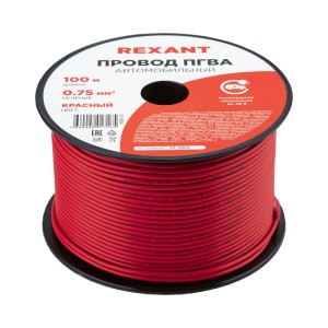 Провод ПГВА 1х0,75мм², красный, бухта 100м REXANT
