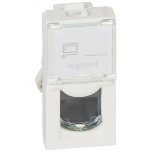 Mosaic - Розетка 1М RJ-45 Кат. 5e UTP с этикеткой (белый)