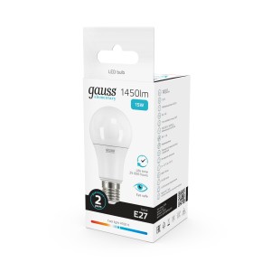 Лампа Gauss Elementary A60 15W 1450lm 4100K E27 LED 1/10/50