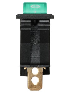 KCD3-101N/B 250В AC/DC, 1P, 15А, (3с), ON-OFF, черный корпус, зеленая клавиша, LED TDM