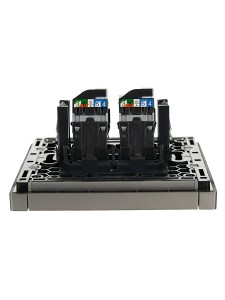 FORTE&PIANO Розетка компьютерная двойная RJ45 кат.5E FP533 сталь IEK