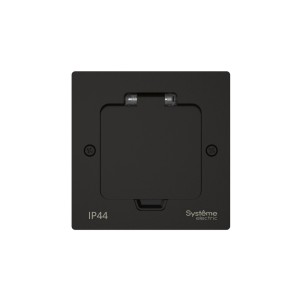 MultiDesk Лючок на 2 модуля IP44 с монтажной коробкой для стены, фальшпола, стола ЧЁРНЫЙ матовый, ти