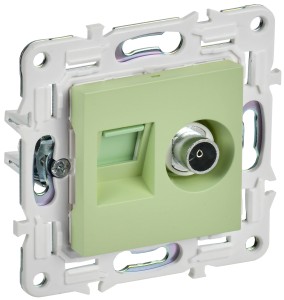 SKANDY Розетка двойная TV+RJ45 кат.6 SK-A15G мятный IEK