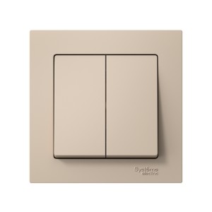 ATLASDESIGN 2-клавишный ВЫКЛЮЧАТЕЛЬ, сх.5, 10АХ, в сборе, быстрозажим. клем., ПЕСОЧНЫЙ