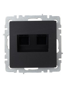 BRITE Розетка компьютерная двойная RJ45 кат.6 РК11-2-БрЧ черный IEK