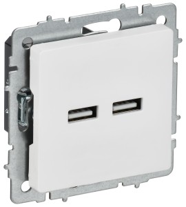 BRITE Розетка USB A+A 5В 3,1А РЮ10-1-БрАБ арктический белый IEK