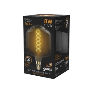 Лампа Gauss Filament DL180 8W 300lm 2400К Е27 gray flexible LED 1/6