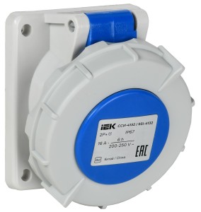 Розетка встраиваемая ССИ-413 2Р+Е 16А 200-250В IP44 IEK