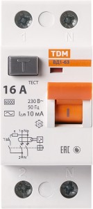 УЗО ВД1-63 2Р 16А 10мА TDM