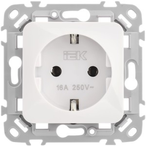 FLITE Розетка с заземлением без защитных шторок безвинтовое крепление 16А РС11-1-ФлБ белый IEK