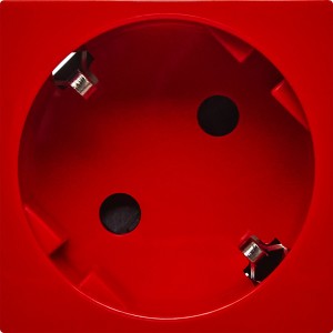 Розетка 45град с заземляющим контактом защитной шторкой и безвинтовым зажимом (2 модуля) красная