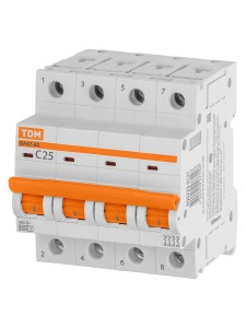 Автоматический выключатель ВА47-60 4Р 25А 6кА х-ка С TDM