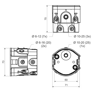 Коробка установочная для твердых стен герметичная KPR 68 D (KA) D71х66 мм