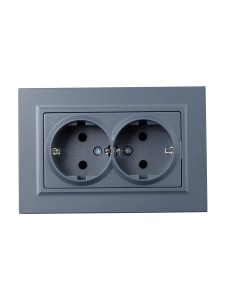 BRITE Розетка 2-местная с заземлением без защитных шторок 16А в сборе РС12-3-БрМ маренго IEK