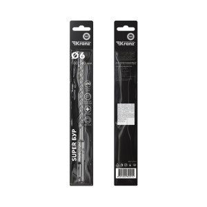 Бур по бетону SUPER 6x160мм, профессиональный, цельная крестовая пластина, SDS PLUS KRANZ