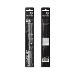 Бур по бетону SUPER 5x160мм, профессиональный, цельная крестовая пластина, SDS PLUS KRANZ