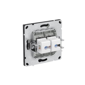 Компьютерная розетка RJ-45 без шторки, кат.6А двойная, KANT, черный уголь DKC