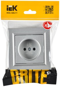 BRITE Розетка 1-местная с заземлением с защитными шторками 16А РС14-1-0-БрА алюминий IEK