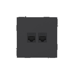 Компьютерная розетка RJ-45 без шторки, кат.5е двойная, KANT, черный уголь DKC