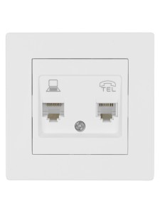 Розетка телефонная RJ11 + компьютерная RJ45 белая "Сенеж" TDM