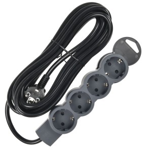 STANDARD Удлинитель У04 4 места 2P+PE 5м 3х1,5мм2 16А черный IEK