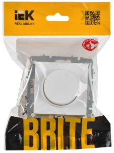 BRITE Светорегулятор поворотно-нажимной 600Вт СС10-1-0-БрАБ арктический белый IEK