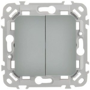 FLITE Выключатель 2-клавишный 10А ВС12-1-0-ФлС серый IEK