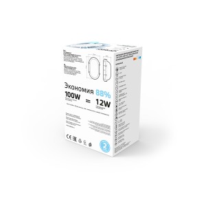 Св-к светодиодный Gauss IP65 175*110*76 12W IK10 1150lm 4000K 160-260V SOLID антивандальный овальный 1/12