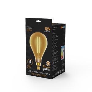 Лампа Gauss Filament PS160 6W 890lm 2700К Е27 golden straight LED