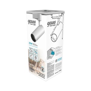 Светильник трековый Gauss цилиндр 20W 1650lm 4000K 180-240V IP20 65*210мм белый угол 24º LED 1/40