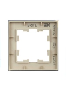 BRITE Рамка 1 -местная РУ-1-2-БрВа стекло ванильный IEK