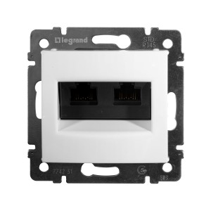 VALENA Розетка компьютерная двойная RJ45 категория 5Е UTP с захватами белый