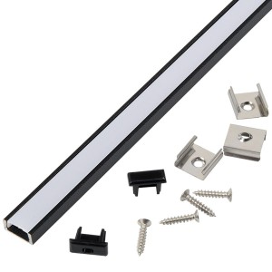 Профиль GAL-GLS-2000-7-16-B, ЧЁРНЫЙ (2м профиль+2м рассеиватель+2заглушки+4 скобы с шурупами)