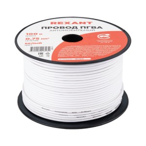 Провод ПГВА 1х0,75мм², белый, бухта 100м REXANT