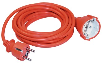 Шнур УШ-01РВ оранжевый с вилкой и розеткой с заземлением 3х1,0мм2 5м IEK