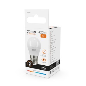 Лампа Gauss Elementary Шар 6W 420lm 3000K Е27 LED 1/10/100